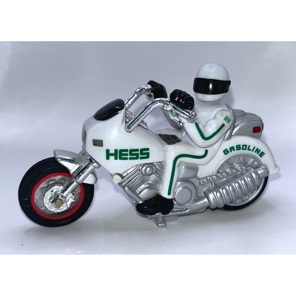 Hess 2007 Gasoline Motorcycle with Rider Figure White Green Toy Collectible